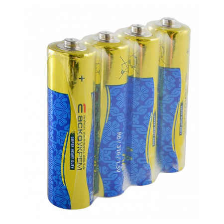 Батарейка солевая AА.R6.SP4, типоразмер AA упаковка shrink 4 шт., АСКО-УКРЕМ (Аско.R6.SP4) фото