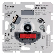 Поворотно-нажимной диммер "Soft" LED/КЛЛ 3-100Вт, решта ламп 20-500Вт, Berker мини-фото