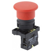 Кнопка пластиковая "грибок" d40мм с самовозвратом без подсветки красная 1НЗ IP40 NP2-EC42, CHINT мини-фото