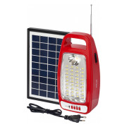 Світильник світлодіодний аварійний REL-104 (6В 4,5Аг) 36 LED 12Вт+1Вт сонячна панель, радіо, червоний 240×120×75мм, Delux міні-фото