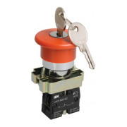Кнопка управления LAY5-BS142 "грибок" с ключом d22 мм красная 240В 1з+1р, IEK мини-фото