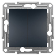Выключатель двухклавишный (самозажимные клеммы) Asfora антрацит, Schneider Electric мини-фото