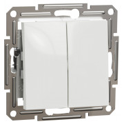 Выключатель двухклавишный (самозажимные клеммы) Asfora белый БЕЗ РАМКИ, Schneider Electric мини-фото