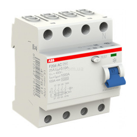 Диференційний вимикач (ПЗВ) F204AC-25/0,03 25А 4Р 30mA тип AC, ABB (2CSF204001R1250) фото