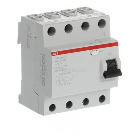 Диференційний вимикач (ПЗВ) FH204AC-40/0,3 40А 4Р 300mA тип AC, ABB (2CSF204003R3400) фото