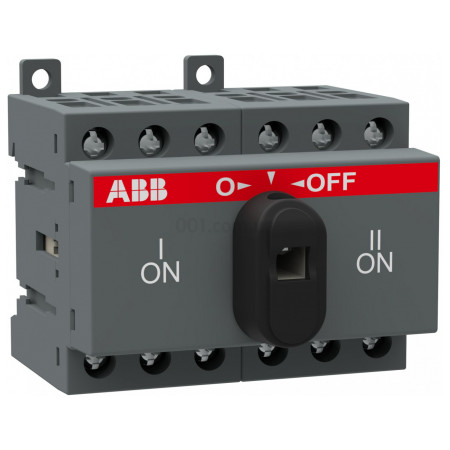 Выключатель-разъединитель OT16F3C 3P 16А перекидной (1-0-2) на DIN-рейку с рукояткой, ABB (1SCA104816R1001) фото