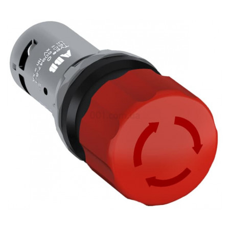 Кнопка грибок аварійна 30мм (повернення поворотом) 2НЗ червона CE3T-10R-02, ABB (1SFA619500R1051) фото