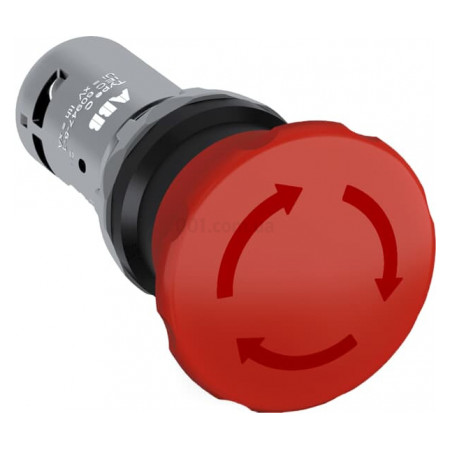 Кнопка грибок аварійна 40мм (повернення поворотом) 2НЗ червона CE4T-10R-02, ABB (1SFA619550R1051) фото