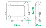 Прожектор світлодіодний (LED) LL-4020ARD 20Вт 2000лм 6500K IP65 чорний, Ardero зображення 4 (габаритні розміри)