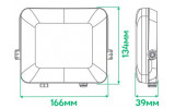 Прожектор светодиодный (LED) LL-4030ARD 30Вт 3000лм 6500K IP65 черный, Ardero изображение 4 (габаритные размеры)