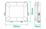 Прожектор светодиодный (LED) LL-4050ARD 50Вт 5000лм 6500K IP65 черный, Ardero изображение 4 (габаритные размеры)