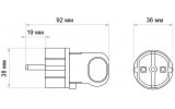 Вилка каучуковая угловая с кольцом 2P+PE 16А IP44, АСКО-УКРЕМ изображение 5 (габаритные размеры)