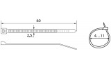 Хомут кабельний 60×2,5 мм білий (упаковка 100 шт.), АСКО-УКРЕМ зображення 5 (габаритні розміри)