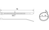 Хомут кабельний 80×2,5 мм білий (упаковка 100 шт.), АСКО-УКРЕМ зображення 5 (габаритні розміри)