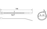 Хомут кабельный 200×6,5 мм белый (упаковка 100 шт.), АСКО-УКРЕМ изображение 4 (габаритные размеры)