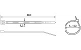 Хомут кабельний 380×4,8 мм білий (упаковка 100 шт.), АСКО-УКРЕМ зображення 2 (габаритні розміри)