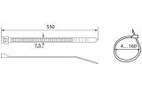 Хомуты кабельные CHS 550×8 белые (упаковка 100 шт.), АСКО-УКРЕМ изображение 3 (габаритные размеры)