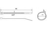 Хомути кабельні CHS 60×3 чорні UV (упаковка 100 шт.), АСКО-УКРЕМ зображення 4 (габаритні розміри)