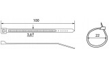 Хомути кабельні CHS 100×4 чорні UV (упаковка 100 шт.), АСКО-УКРЕМ зображення 4 (габаритні розміри)