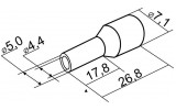 Наконечник НТ 10,0-18 трубчатый в изоляции белый (упаковка 100 шт.), АСКО-УКРЕМ изображение 2 (габаритные размеры)