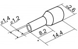 Наконечник НТ 0,75-08 трубчатый в изоляции красный (упаковка 100 шт.), АСКО-УКРЕМ изображение 3 (габаритные размеры)