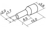 Накінечник НТ 1,5-08 трубчастий в ізоляції червоний (упаковка 100 шт.), АСКО-УКРЕМ зображення 3 (габаритні розміри)