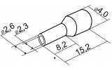 Наконечник НТ 2,5-08 трубчатый в изоляции красный (упаковка 100 шт.), АСКО-УКРЕМ изображение 3 (габаритные размеры)