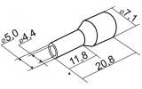 Наконечник НТ 10,0-12 трубчатый в изоляции красный (упаковка 100 шт.), АСКО-УКРЕМ изображение 2 (габаритные размеры)