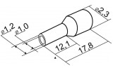 Накінечник НТ 0,5-12 трубчастий в ізоляції білий (упаковка 100 шт.), АСКО-УКРЕМ зображення 3 (габаритні розміри)
