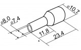 Наконечник НТ 25,0-12 трубчатый в изоляции оранжевый (упаковка 100 шт.), АСКО-УКРЕМ изображение 3 (габаритные размеры)