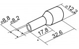 Наконечник НТ 35,0-18 трубчатый в изоляции черный (упаковка 100 шт.), АСКО-УКРЕМ изображение 2 (габаритные размеры)