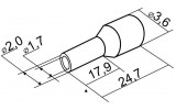 Накінечник НТ 1,5-18 трубчастий в ізоляції чорний (упаковка 100 шт.), АСКО-УКРЕМ зображення 3 (габаритні розміри)