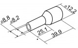 Накінечник НТ 35,0-25 трубчастий в ізоляції жовтий (упаковка 100 шт.), АСКО-УКРЕМ зображення 2 (габаритні розміри)