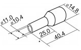 Накінечник НТ 50,0-25 трубчастий в ізоляції жовтий (упаковка 100 шт.), АСКО-УКРЕМ зображення 2 (габаритні розміри)