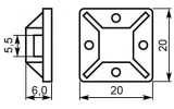 Площадка 20×20 для хомутов самоклеющаяся черная (упаковка 100 шт.), АСКО-УКРЕМ изображение 3 (габаритные размеры)