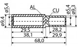 Гильза GTL-10 медно-алюминиевая кабельная соединительная, АСКО-УКРЕМ изображение 3 (габаритные размеры)