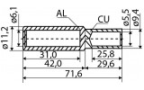 Гильза GTL-16 медно-алюминиевая кабельная соединительная, АСКО-УКРЕМ изображение 4 (габаритные размеры)