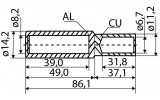 Гильза GTL-35 медно-алюминиевая кабельная соединительная, АСКО-УКРЕМ изображение 4 (габаритные размеры)