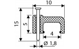 Скоба кабельна з цвяхом 4 мм плоска чорна (упаковка 100 шт.), АСКО-УКРЕМ зображення 3 (габаритні розміри)