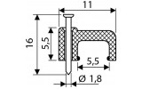 Скоба кабельна з цвяхом 6 мм плоска чорна (упаковка 100 шт.), АСКО-УКРЕМ зображення 3 (габаритні розміри)