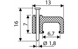 Скоба кабельна з цвяхом 7 мм плоска чорна (упаковка 100 шт.), АСКО-УКРЕМ зображення 3 (габаритні розміри)