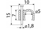 Скоба кабельна з цвяхом 5 мм кругла чорна (упаковка 100 шт.), АСКО-УКРЕМ зображення 3 (габаритні розміри)