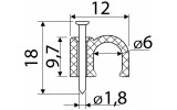 Скоба кабельная с гвоздем 6 мм круглая черная (упаковка 100 шт.), АСКО-УКРЕМ изображение 3 (габаритные размеры)