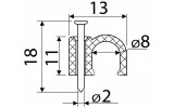 Скоба кабельна з цвяхом 8 мм кругла чорна (упаковка 100 шт.), АСКО-УКРЕМ зображення 3 (габаритні розміри)