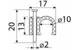 Скоба кабельна з цвяхом 10 мм кругла чорна (упаковка 100 шт.), АСКО-УКРЕМ зображення 3 (габаритні розміри)