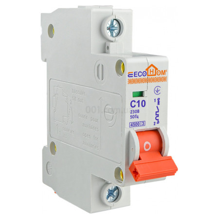 Автоматичний вимикач ECO 1P 10A характеристика C, ECOHOME (ECO010010002) фото