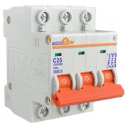 Автоматичний вимикач ECO 3P 25A характеристика C, ECOHOME міні-фото