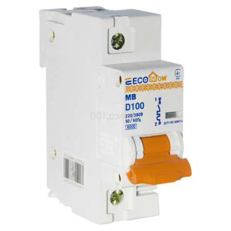 Автоматичний вимикач ECO MB 1p 100A характеристика D, ECOHOME (ECO070010002) фото