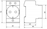 Розетка на DIN-рейку 2P+PE AC30, АСКО-УКРЕМ зображення 5 (габаритні розміри)