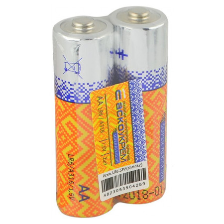 Батарейка лужна AА.LR6.SP2, типорозмір AA упаковка shrink 2 шт., АСКО-УКРЕМ (Аско.LR6.SP2) фото